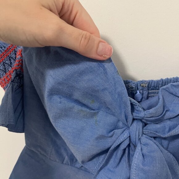 NEW Red Carter Blue Bow Tie Off the Shoulder Top Size XS - Picture 3 of 8